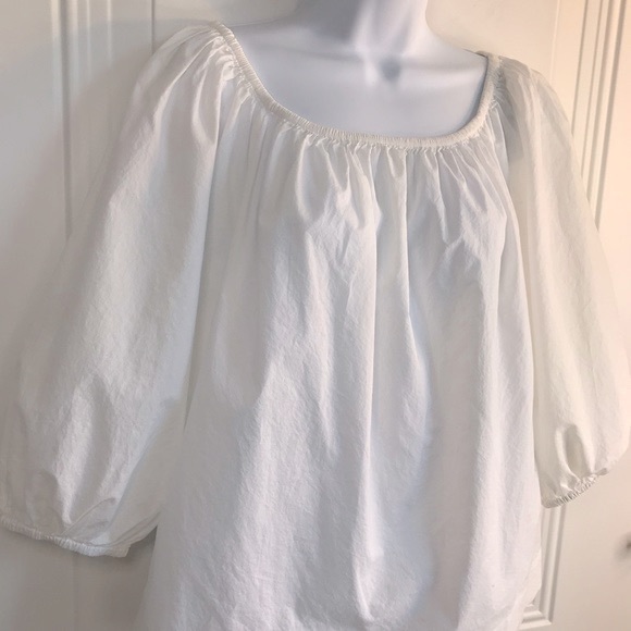 🔴 4/$15 H&M off-white cotton peasant lightweight top blouse size S in EUC - Picture 3 of 14